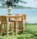 Teak Bar Stool with Backrest Set