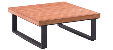 Outdoor furniture set with a sectional sofa and coffee table on a white background