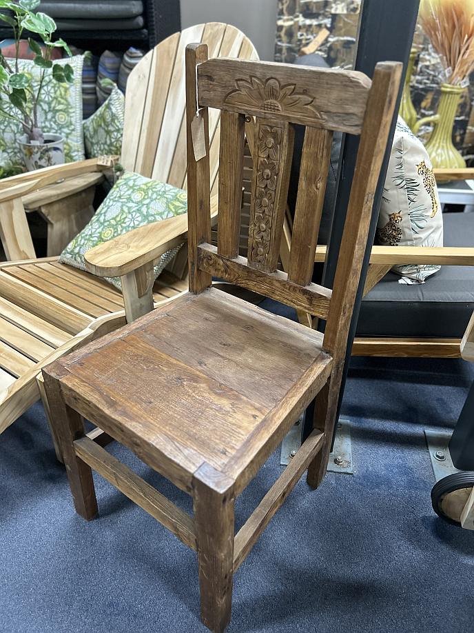 Teak Carved Side Chair - $179
