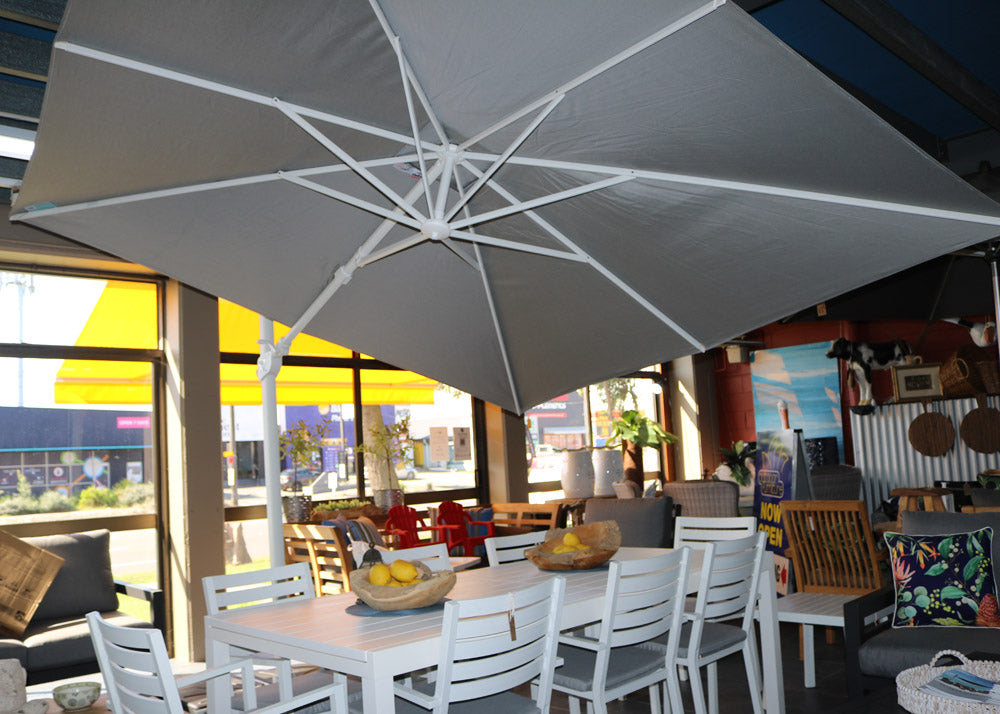 Regis White Umbrella Outdoor Furniture Taren Point